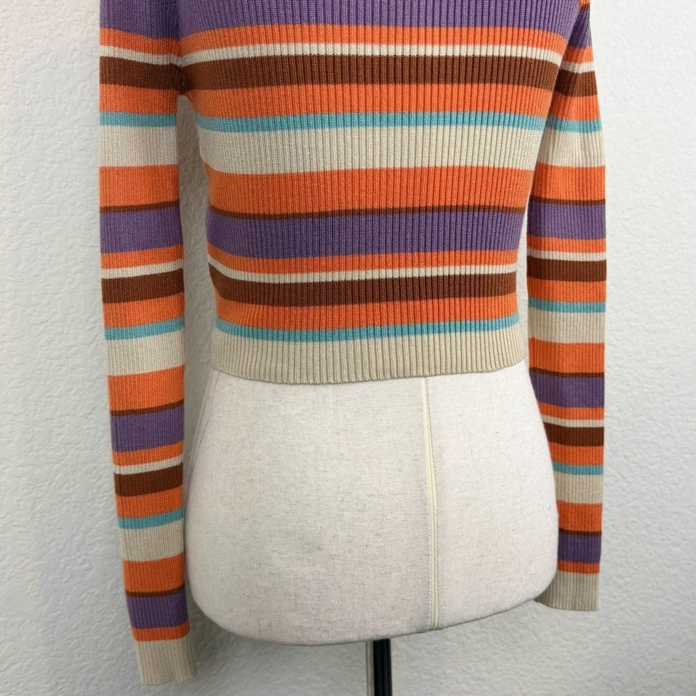 VRG GRL Striped Long Sleeve Cropped Knit Top‎ - Picture 8 of 11